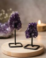 Natural Amethyst Crystal Cluster Display stand