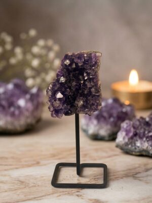 Natural Amethyst Crystal Cluster Display stand