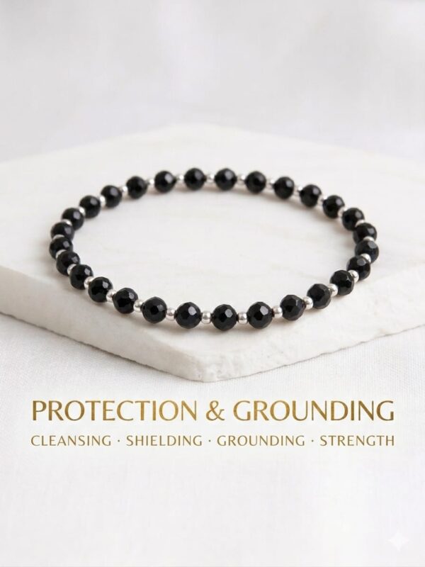 Faceted black tourmaline bracelet 4mm