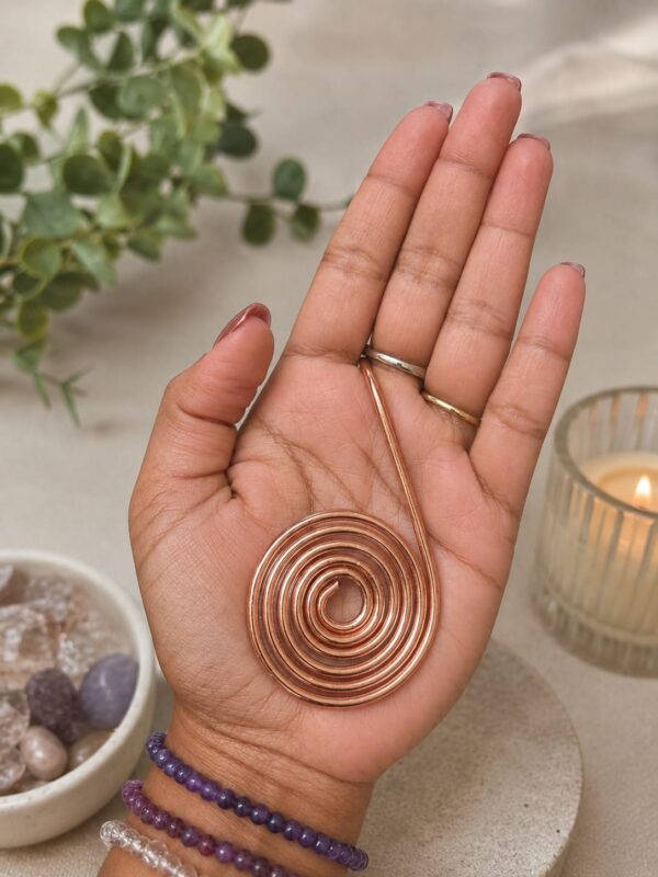 Copper Palm Ring Reiki Spiral Hand Rings for Meditation & Energy Healing