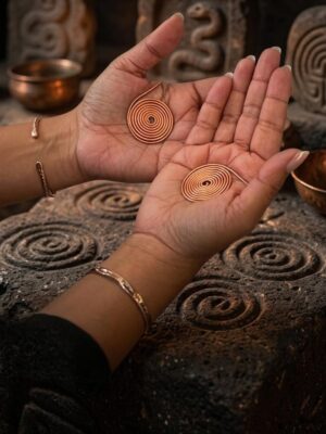 Copper Palm Ring Reiki Spiral Hand Rings for Meditation & Energy Healing