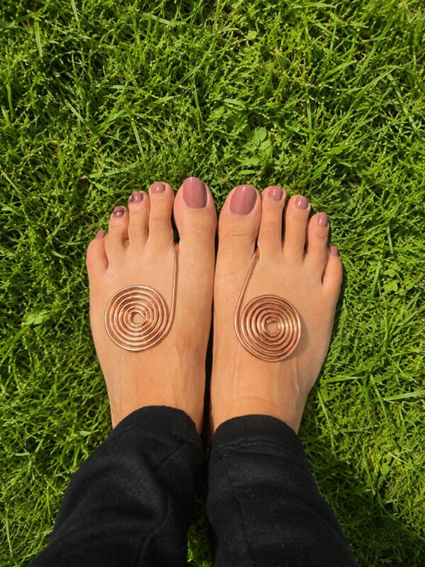 Copper Palm Ring Reiki Spiral Hand Rings for Meditation & Energy Healing