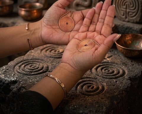 Copper Palm Ring Reiki Spiral Hand Rings for Meditation & Energy Healing