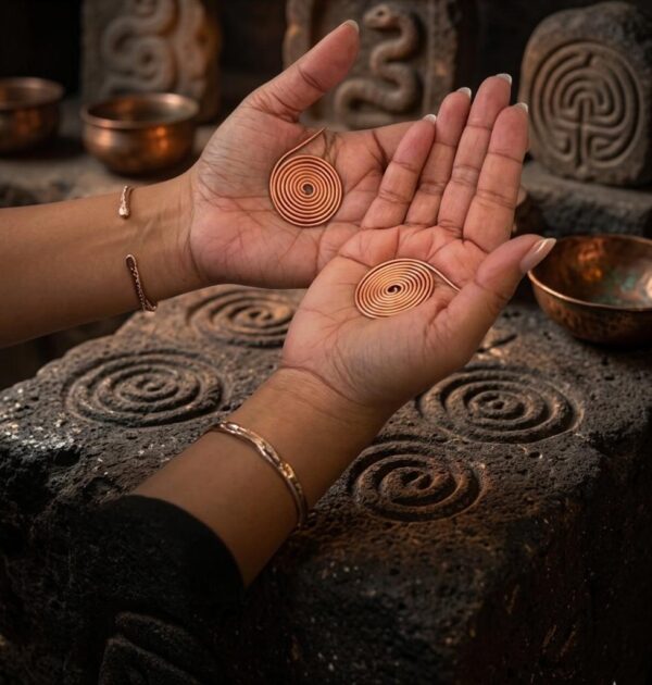 Copper Palm Ring Reiki Spiral Hand Rings for Meditation & Energy Healing