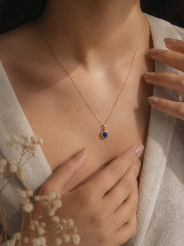 Lapis Lazuli 925 silver pendent with 14k Gold plating