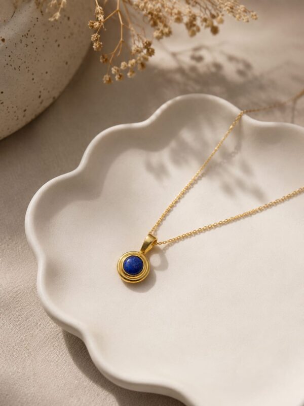 Lapis Lazuli 925 silver pendent with 14k Gold plating