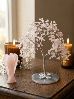 Rose Quartz crystal Tree Silver Wire